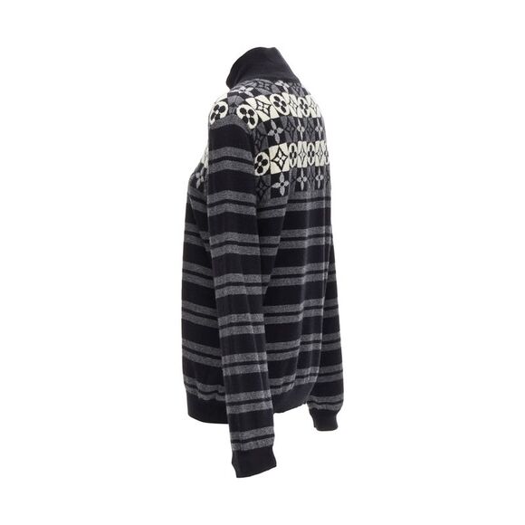 Louis Vuitton 100% Wool Lv Floral Motive Stripe Turtle Neck Knit Sweater M - Picture 6 of 7